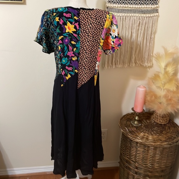Vintage 80’s Rayon Dress by ZOE / Size Large - Picture 7 of 10